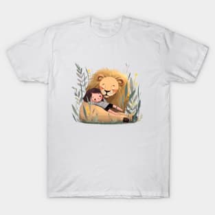 Adorable Lion Animal Loving Cuddle Embrace Children Kid Tenderness T-Shirt